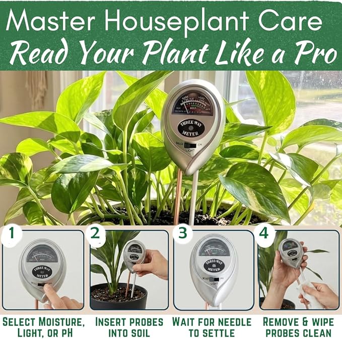 Houseplant Health Meter – 3-in-1 Tool to Prevent Overwatering, Root Rot & Leaf - Image 3