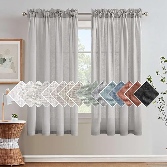 H.VERSAILTEX Dove Linen Curtains 63 Inch Length by HVERSAILTEX