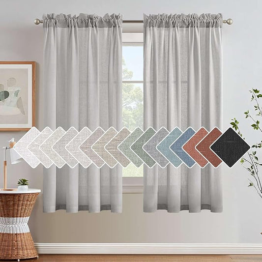 H.VERSAILTEX Dove Linen Curtains 63 Inch Length by HVERSAILTEX