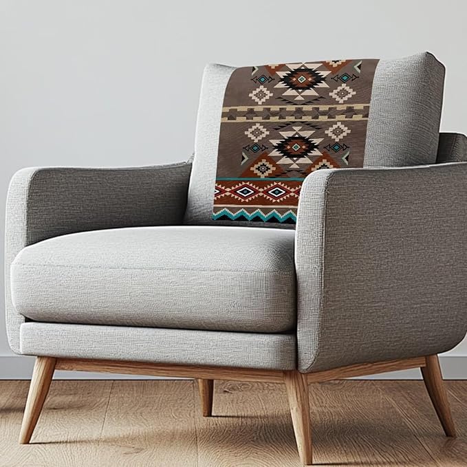 Brown Aztec Headrest Cover for Small Recliner Washable Couch Protective Cover by Unknown