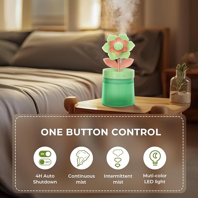 Cute Flower Mini Humidifier, 260ml Gardenia Desktop Humidifiers - Image 6