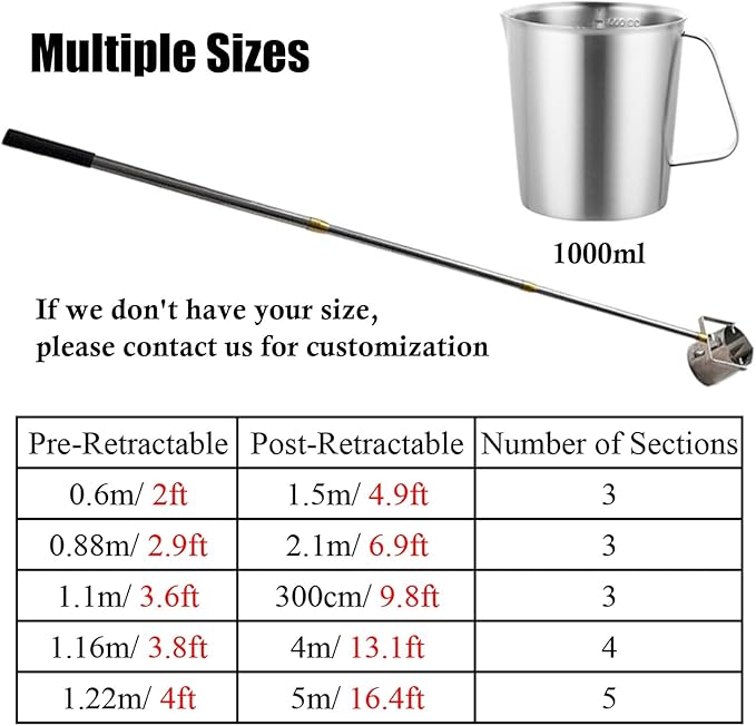 Telescopic Stainless Steel Wa-TER Sampling Pole, Water Sampler, Pendulum Beaker - Image 2
