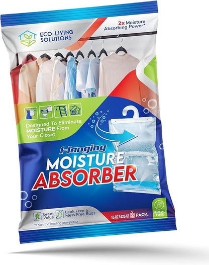 Moisture Absorber Packets, Fragrance Free, Humidity Absorber, Hanging Closet by ECO+LIVING+SOLUTIONS