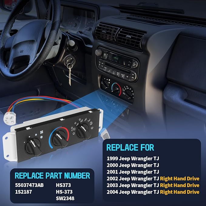 A/C Heater Control Panel with Blower Motor Switch Compatible with 1999-2004 - Image 2