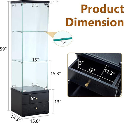 Yoluckea 3 Shelves Glass Display Cabinet - Image 2