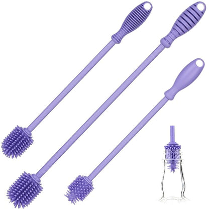 A-Brush Silicone Bottle Cleaner Brush, 3 Piece Set, Long Handle by A2SProtection