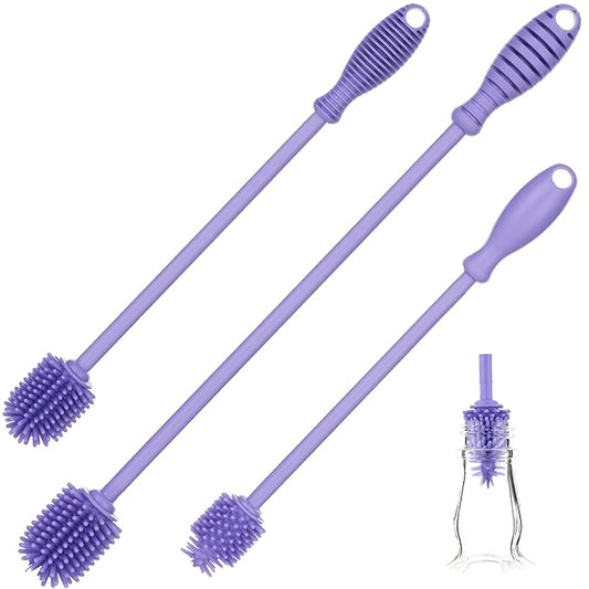 A-Brush Silicone Bottle Cleaner Brush, 3 Piece Set, Long Handle by A2SProtection