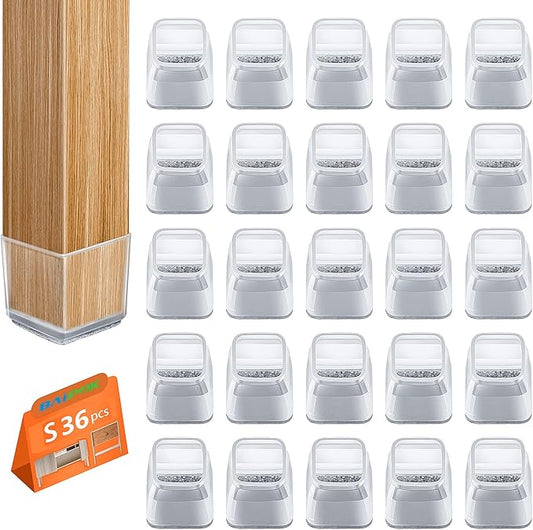 BAIPOK 36pcs Square Chair Leg Floor Protectors, Silicone Floor Protectors by BAIPOK