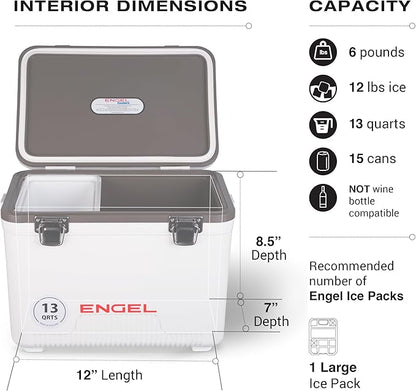 ENGEL 13qt Leak-Proof, Air Tight, Drybox Cooler and Small Hard Shell Lunchbox - Image 3