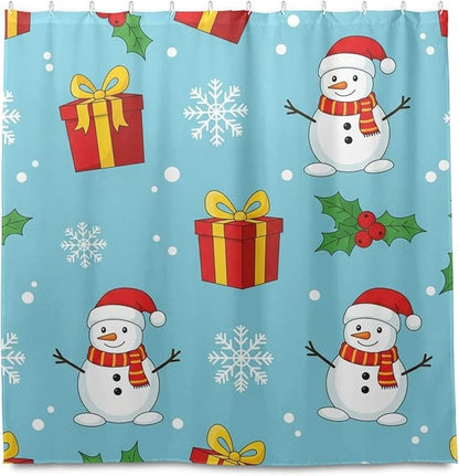Snowflake Christmas Blue Shower Curtain Liner 72×72 inch - Image 2