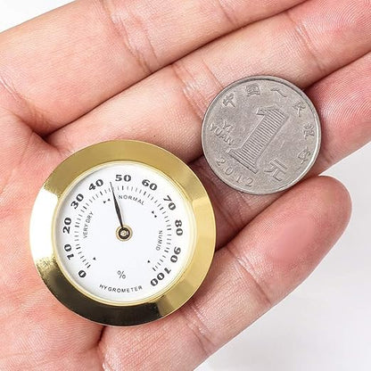 Golden Upgraded Hygrometer Humidity Meter Mini 38mm Round Glass Analog - Image 4