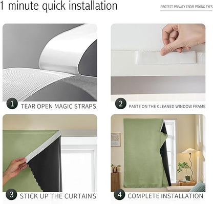Adhesive Curtain 100% Blackout No-Drill Easy Install - Image 2