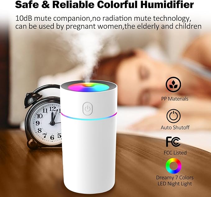 Portable Mini Humidifier with 7-color Lights, Cool Mist Small Desk Humidifiers - Image 8