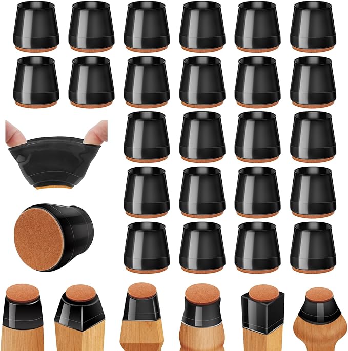 36Pcs Black Silicone Chair Leg Floor Protectors, Floor Protectors by Joeyrras
