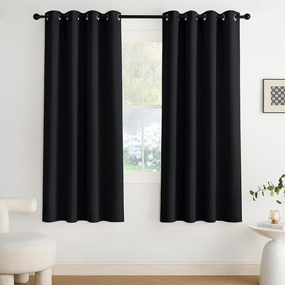 NICETOWN Room Darkening Draperies Curtains Panels, 2 Panels Black W52 x L72 by NICETOWN