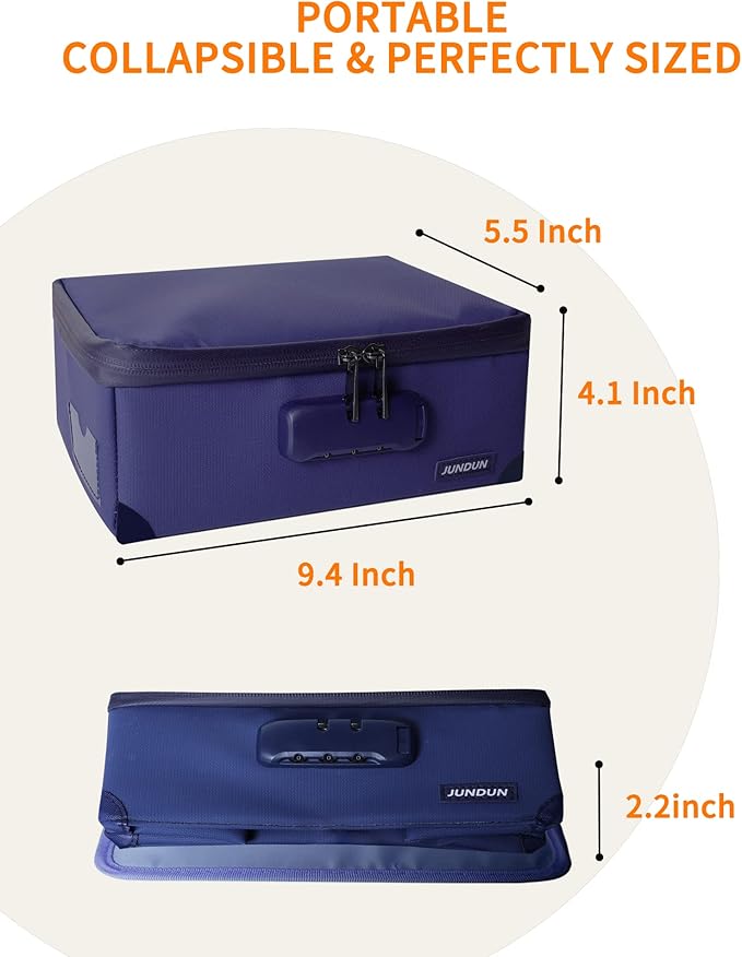JUNDUN Index Card Holder with Lock, Collapsible Fireproof Index Card Box fits - Image 6