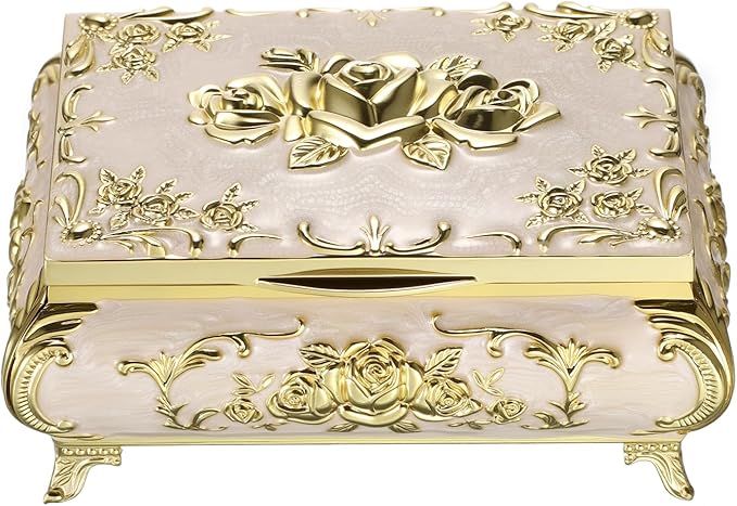 Hipiwe Metal Jewelry Organizer Box Antique Decorative Treasure Chest Keepsake by Hipiwe