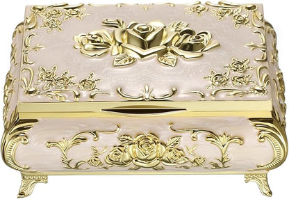 Hipiwe Metal Jewelry Organizer Box Antique Decorative Treasure Chest Keepsake by Hipiwe