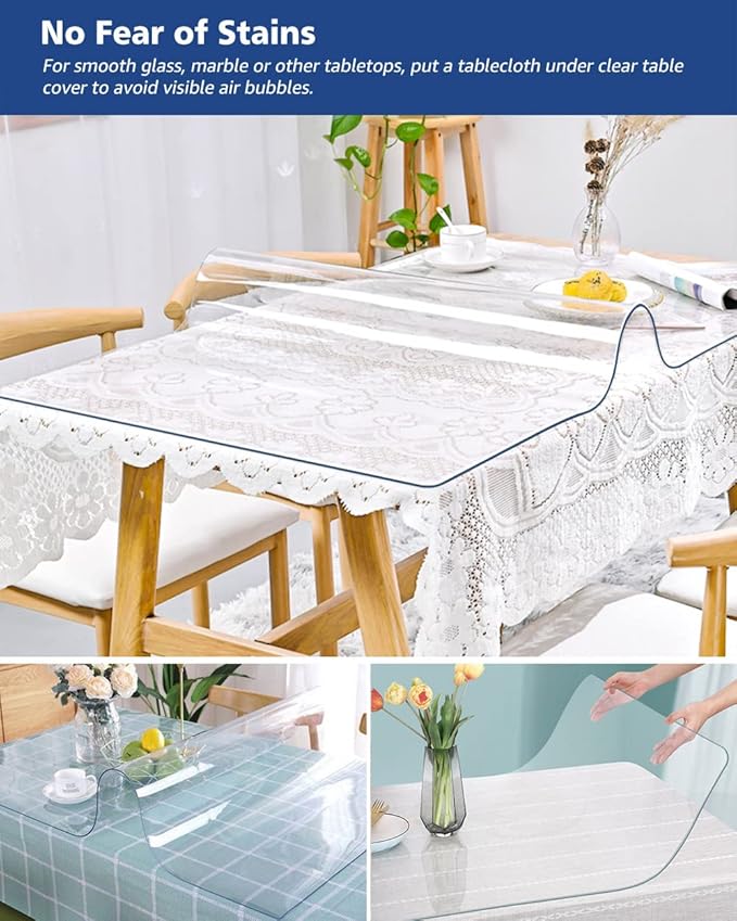 38X60 Inch Clear PVC Sheet Tablecloth Plastic Table Cover - Image 3