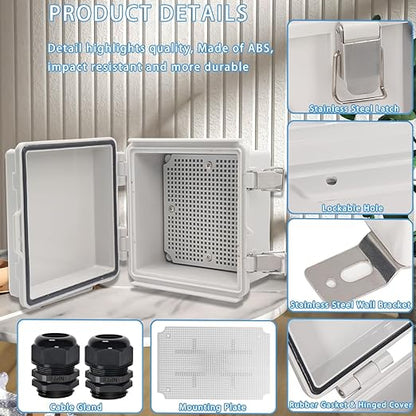 Zulkit Junction Box, IP67 Waterproof Electrical Box Hinged Cover Stainless - Image 4