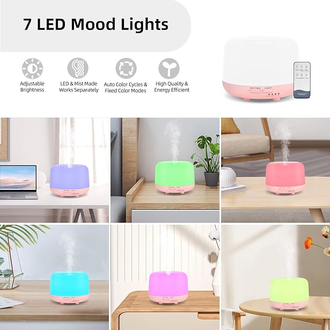 300ML Essential Oil Diffusesrs Remote Control, Aromatherapy Ultrasonic Diffuser - Image 7
