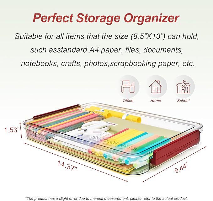 A4 Storage File Box 9 X 13 Clear Stackable Slim Plastic Portable Project Case - Image 3