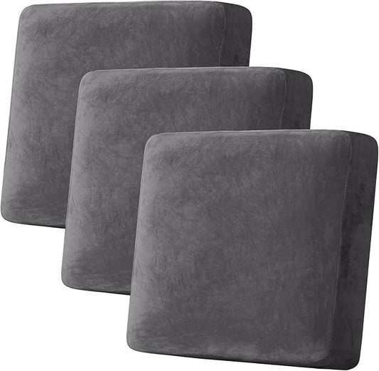 H.VERSAILTEX Velvet Stretch Couch Cushion Cover Plush Cushion Slipcover by HVERSAILTEX