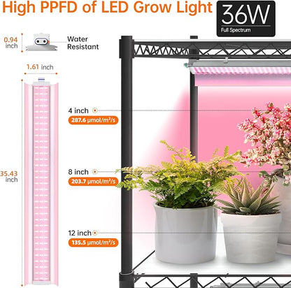 Bstrip Indoor Greenhouse with Grow Light, 5 Tier 47.2"x17.8"x71" Metal Shelf - Image 8