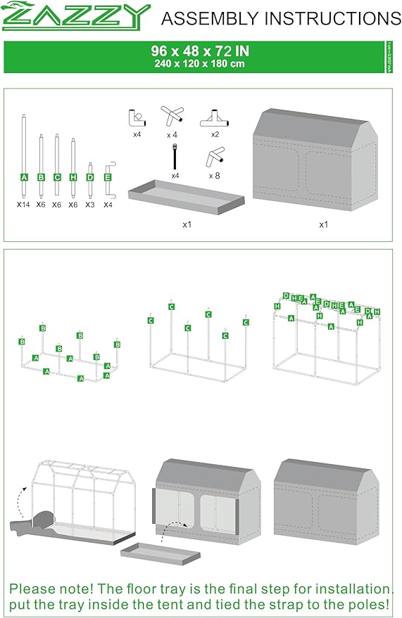 zazzy 4x8 Grow Tent, Lightproof Roof Cube Mylar Hydroponic Growing Tent - Image 9