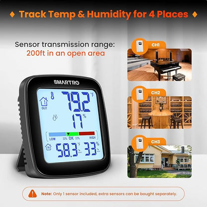 SMARTRO SC92 Professional Indoor Outdoor Thermometer Wireless Digital - Image 3