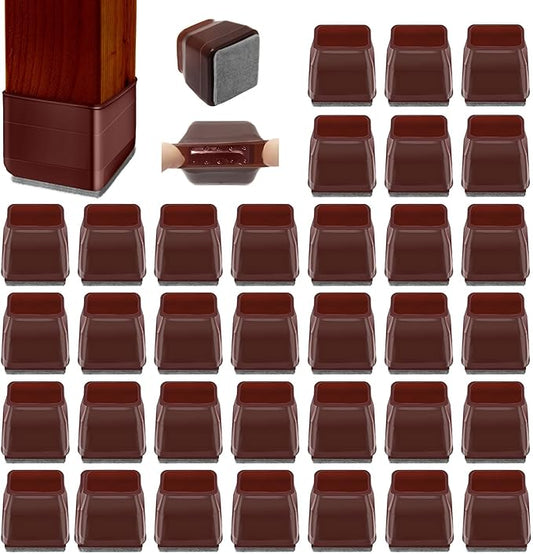 36Pcs Brown Square Chair Leg Floor Protectors, High Elastic Felt Furniture Pads by Joeyrras