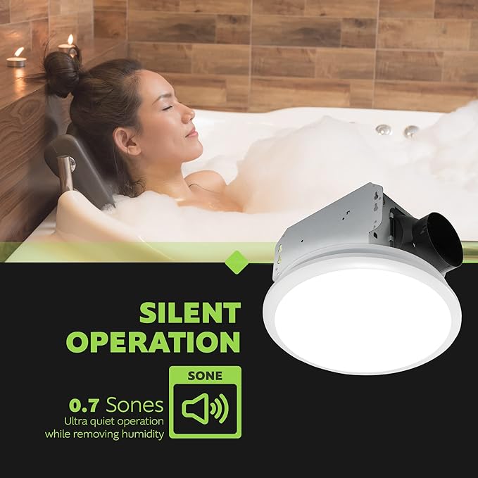 Homewerks 7141-50 Bathroom Fan Integrated LED Light Ceiling Mount Exhaust - Image 5