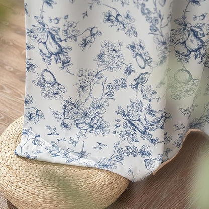 jinchan 95% Blackout Floral Curtains 96 Inches Long, Printed Flower Blue - Image 7