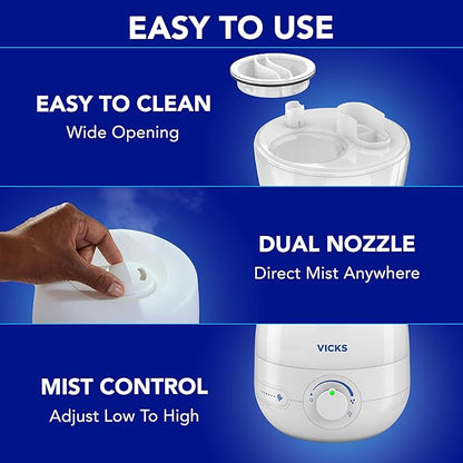 Vicks NaturalCare Cool Mist Ultrasonic Humidifier, Small Room Humidifier - Image 8