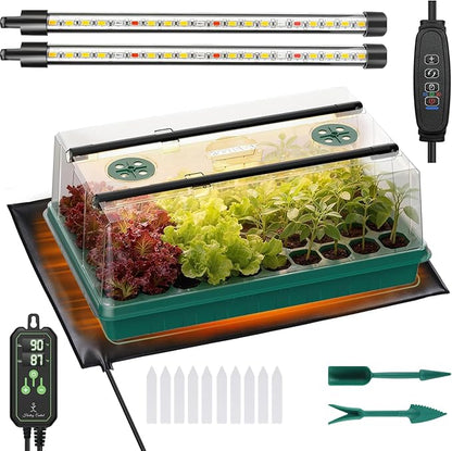 Seed Starter Tray with Grow Light and Thermostat Controller Heat Mat by Adawook