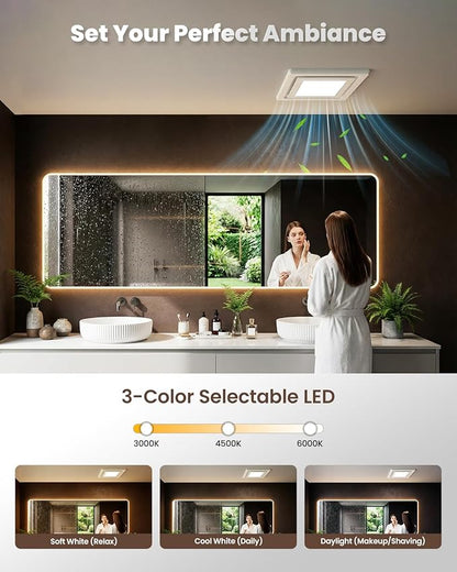 Bathroom Exhaust Fan with Light, 110 CFM 1.0 Sone Quiet Ceiling Mount Exhaust - Image 3