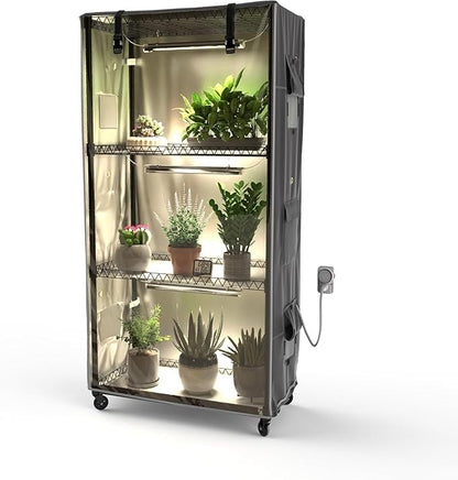 Indoor Greenhouse with Clear Cover – 4-Tier Portable Plant Stand with 3 T8 Grow by MOLLYAIR