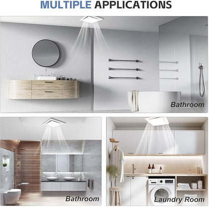 Bathroom Exhaust Fan with Light, Bathroom Fan with 6000K Square LED Combo - Image 6
