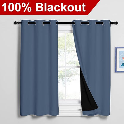 NICETOWN Stone Blue 100% Blackout Curtains 2 Panels Set Burg, Thermal Insulated - Image 2
