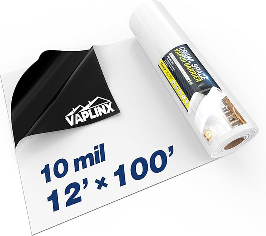 Crawl Space Vapor Barrier, 10 Mil Vapor Barrier, Drop Cloth Moisture Barrier by VAPLINX
