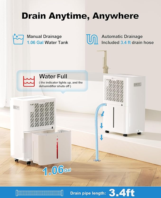 50 Pint Dehumidifier for Large Rooms & Basements, 500 Sq.Ft, Automatic Humidity - Image 4