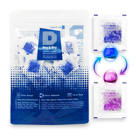 Dry & Dry 1 Gram Blue Indicating Silica Gel Packets Desiccants Silica Gel by DryDry