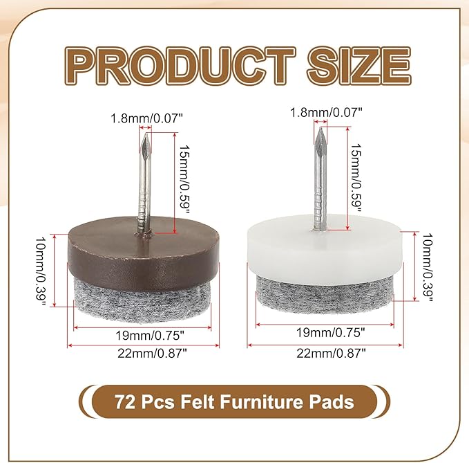 PATIKIL 22 mm Nail-on Felt Pads - Image 2