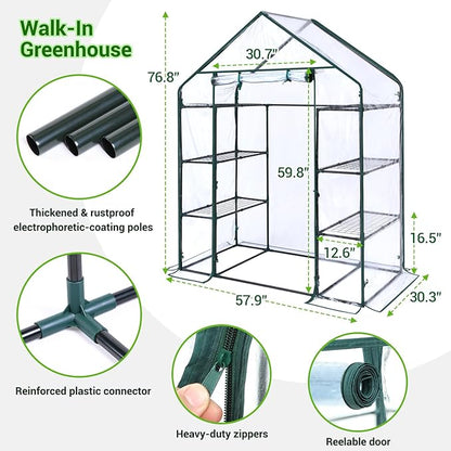 Ohuhu Small Greenhouse for Outdoors: 4 Tiers 6 Shelves Walk-in Indoor Green - Image 5