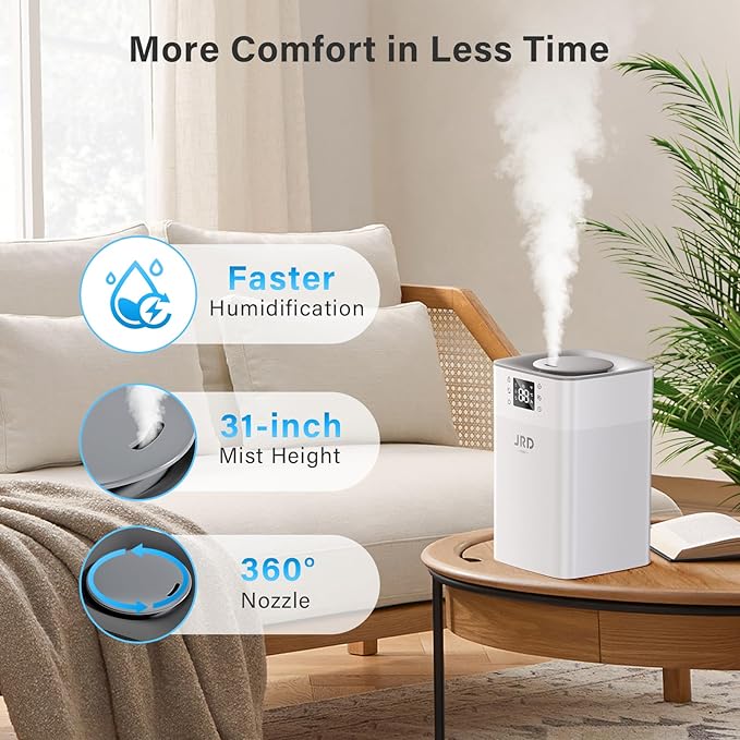 JRD 4L Humidifiers for Bedroom, Cool Mist Humidifier for Large Room, 40H Runtime - Image 2