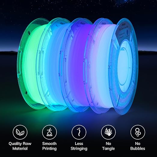 AMOLEN Glow in The Dark Multicolor Fast Change 3D Printer Filament 1.75mm - Image 2