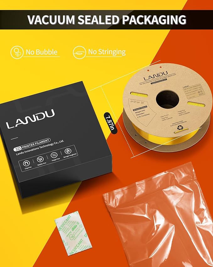 LANDU Silk PLA Filament 1.75mm Gold 1KG, 3D Printer Filament Dimensional - Image 4