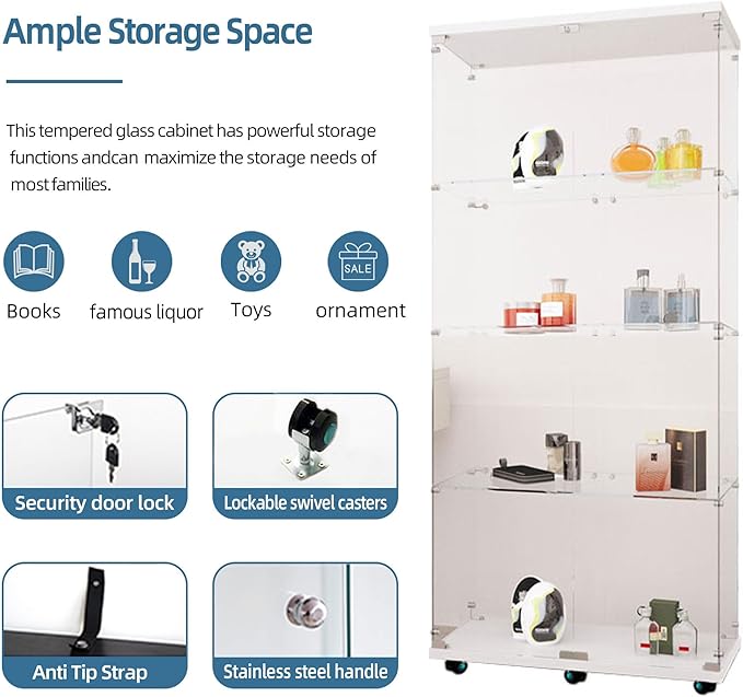 Yoluckea 4 Tiers Glass Display Cabinet - Image 4
