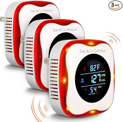 Combustible Gas & CO Detector 4-in-1 – Plug-in Natural/Propane Gas Leak Alarm by Vzmcov