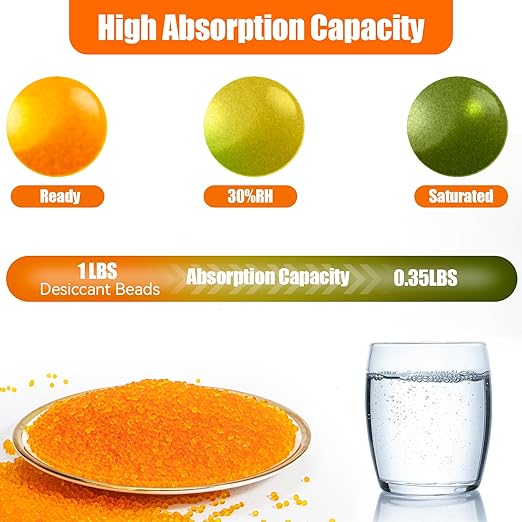 4LBS Desiccant Beads, Premium Orange Indicating Reusable Silica Gel Beads Bulk - Image 3